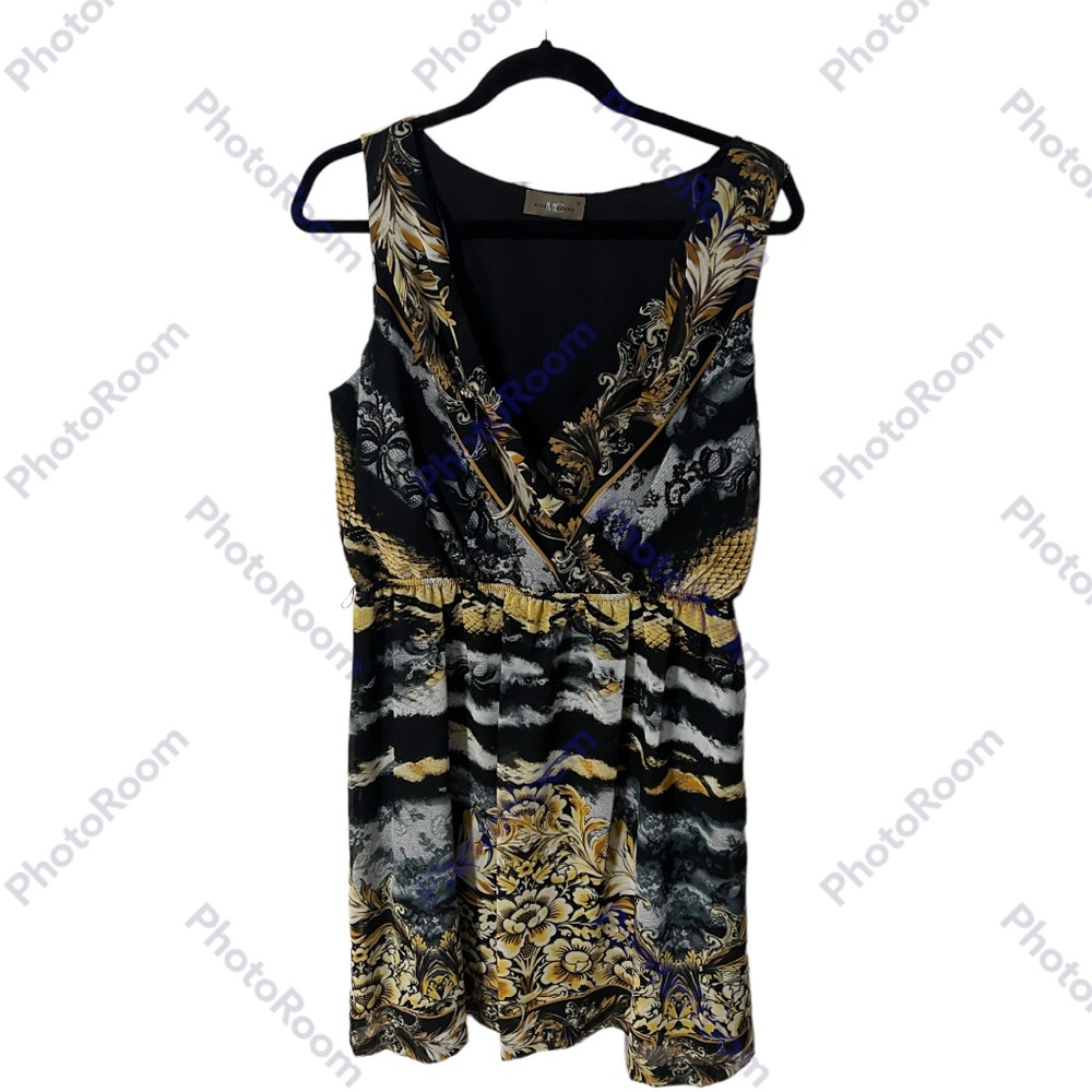 A V-neck sleeveless dress in size 14